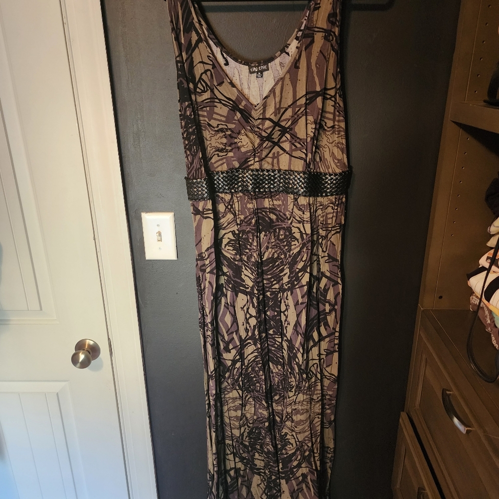 City Chic Belted Maxi Dress M/18